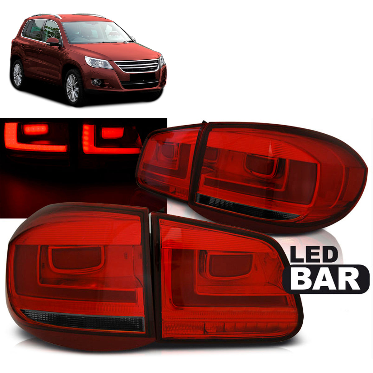 LED BAR Rücklichter Rot Rauch passend für VW TIGUAN 07-07.11