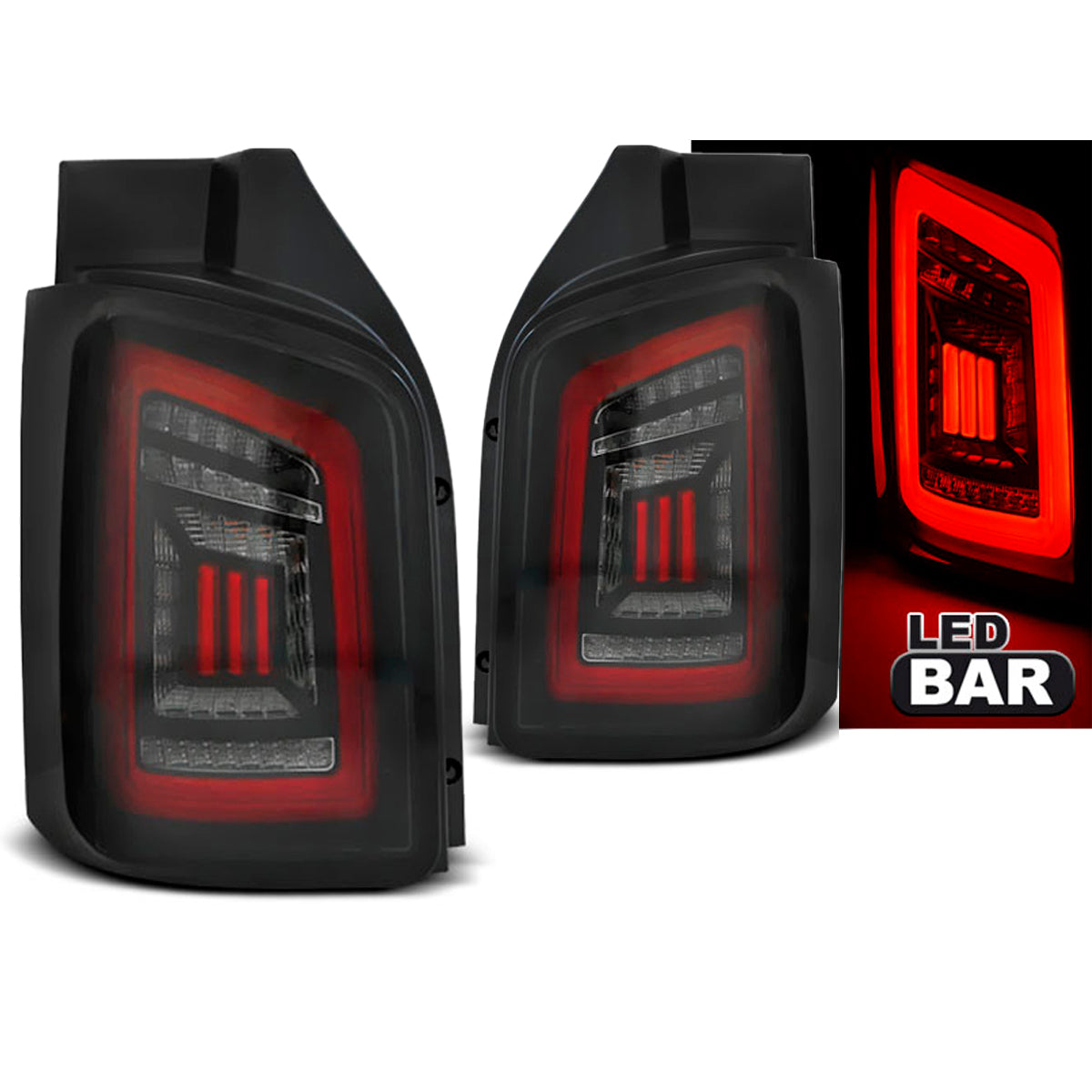 LED BAR Rücklichter Rauch Schwarz Rot passend für VW T5 04.03-09 / 10-15 TRANSPORTER