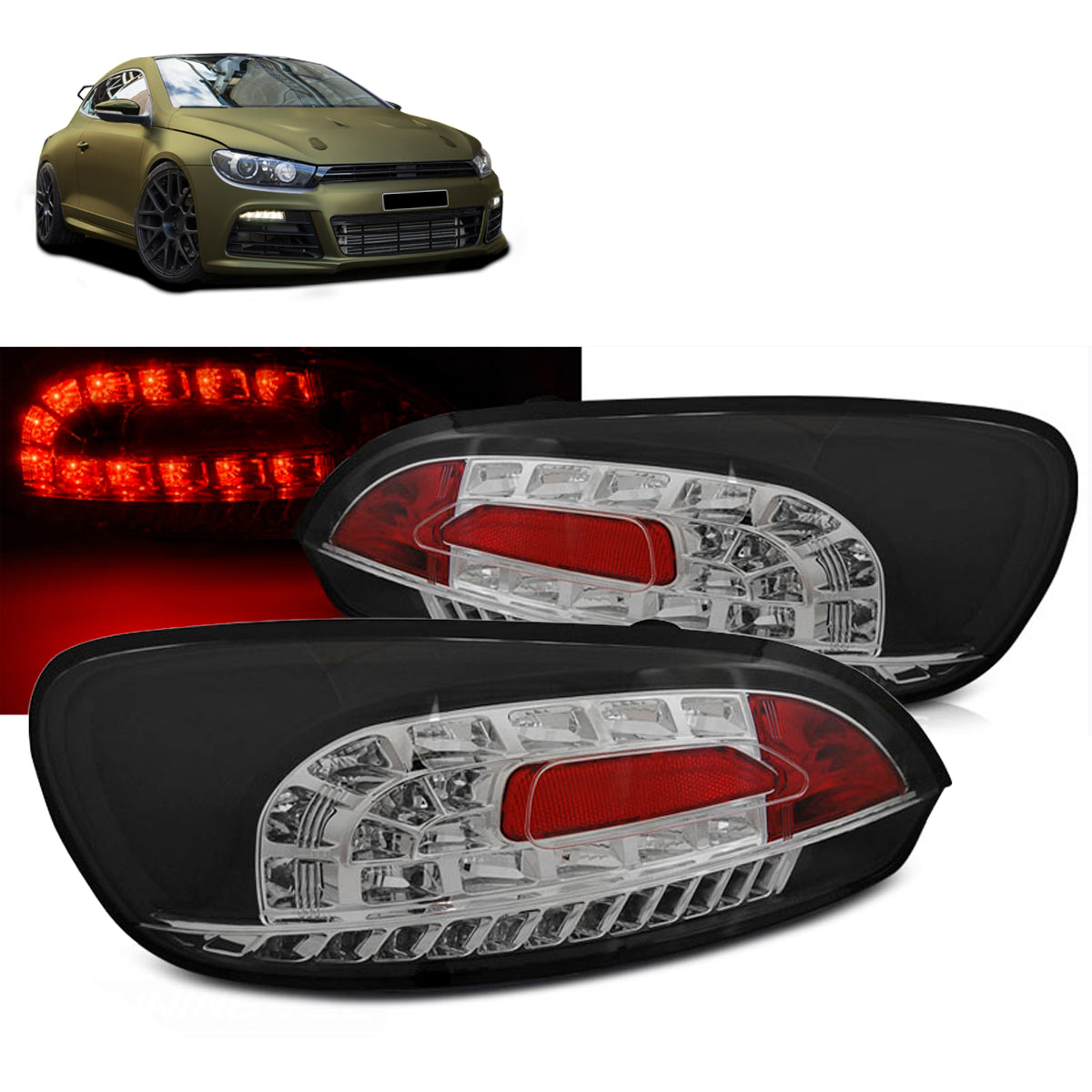 LED Rücklichter Schwarz passend für VW SCIROCCO III 08-04.14