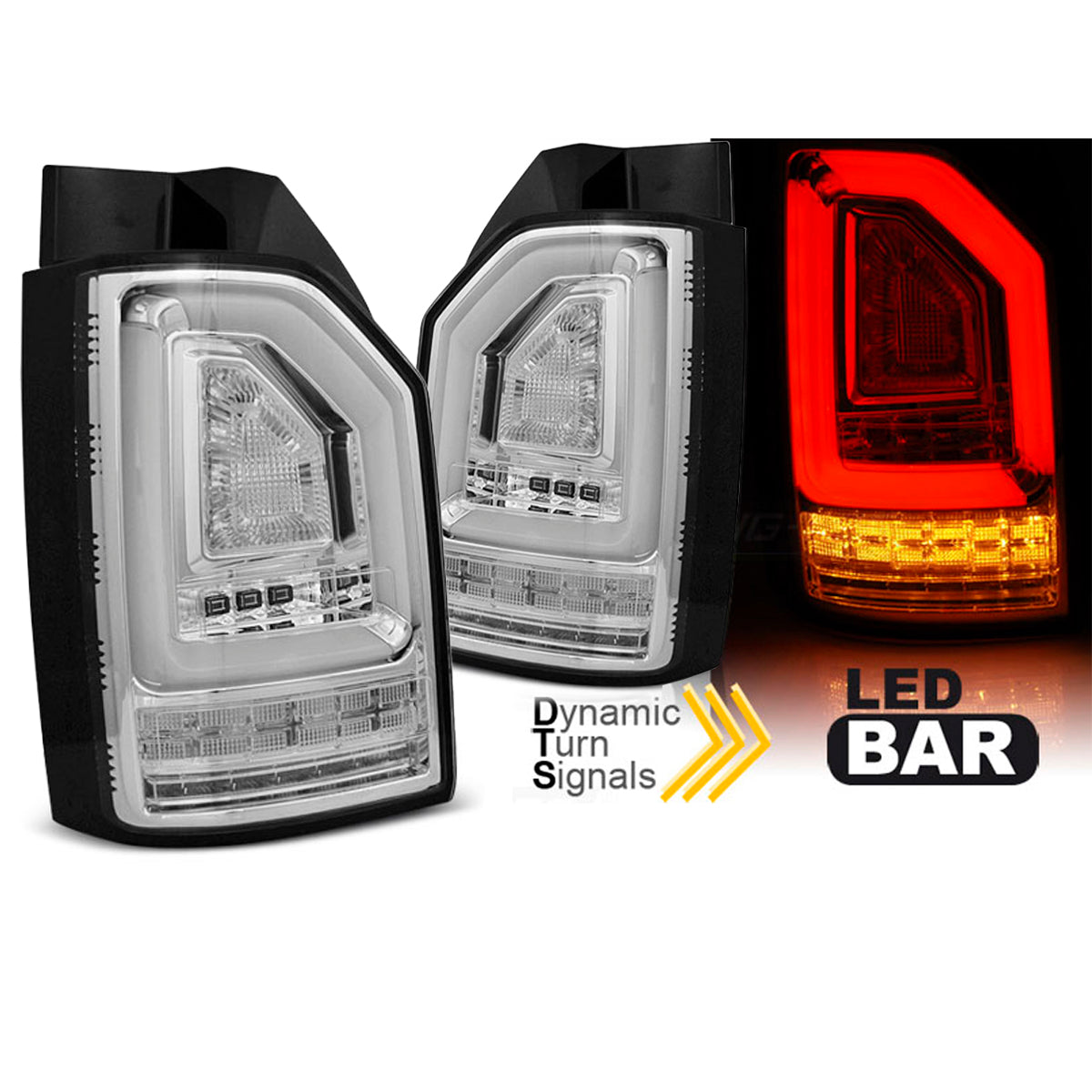 LED BAR Rücklichter Chrom SEQ passend für VW T6 15-19 OEM-LED