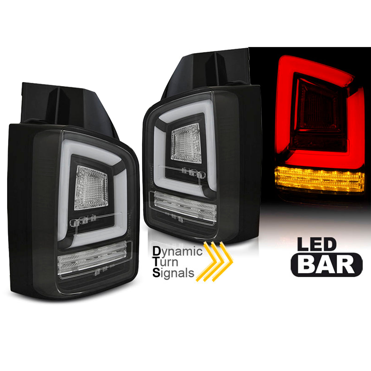 LED BAR Rücklichter Schwarz SEQ passend für VW T6 15-19 TR