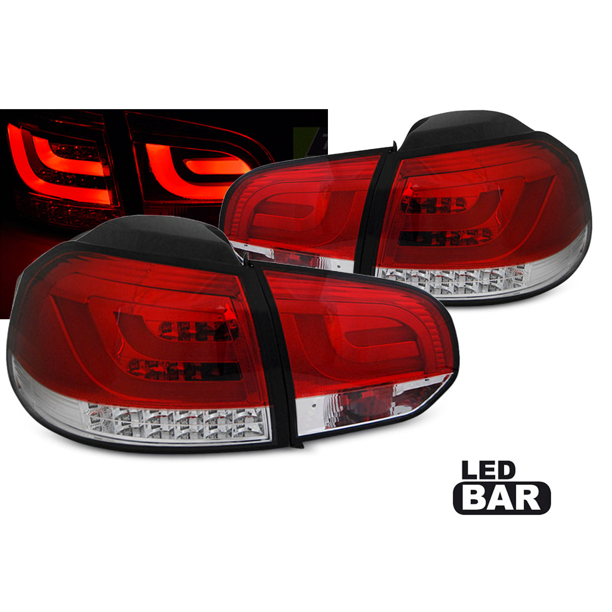 LED BAR Rücklichter Rot Weiß passend für VW Golf 6 10.08-12