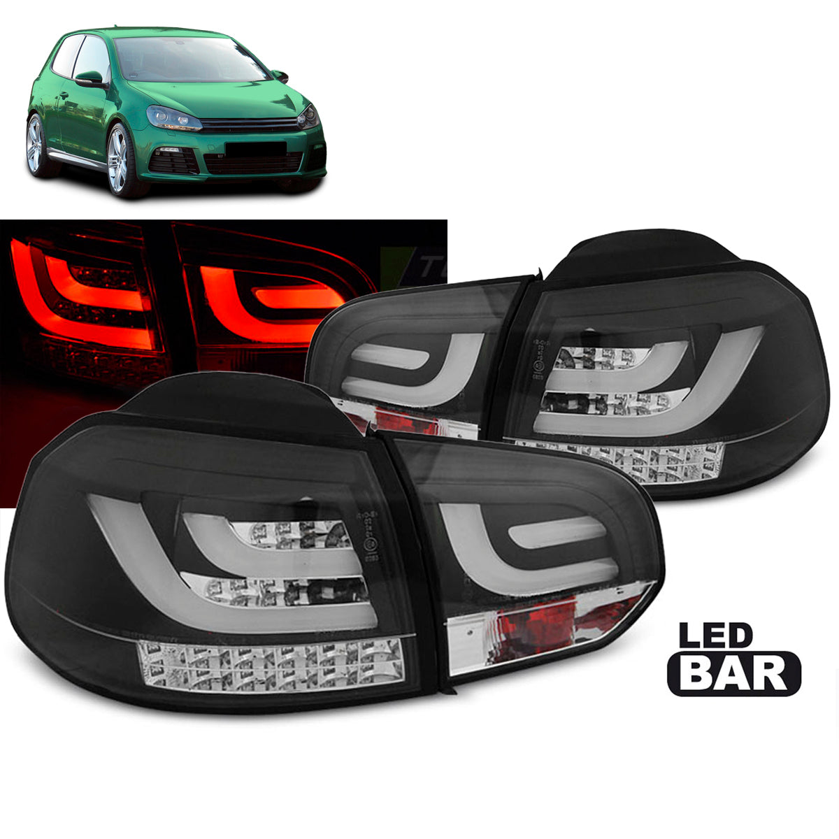 LED BAR Rücklichter Schwarz passend für VW Golf 6 10.08-12