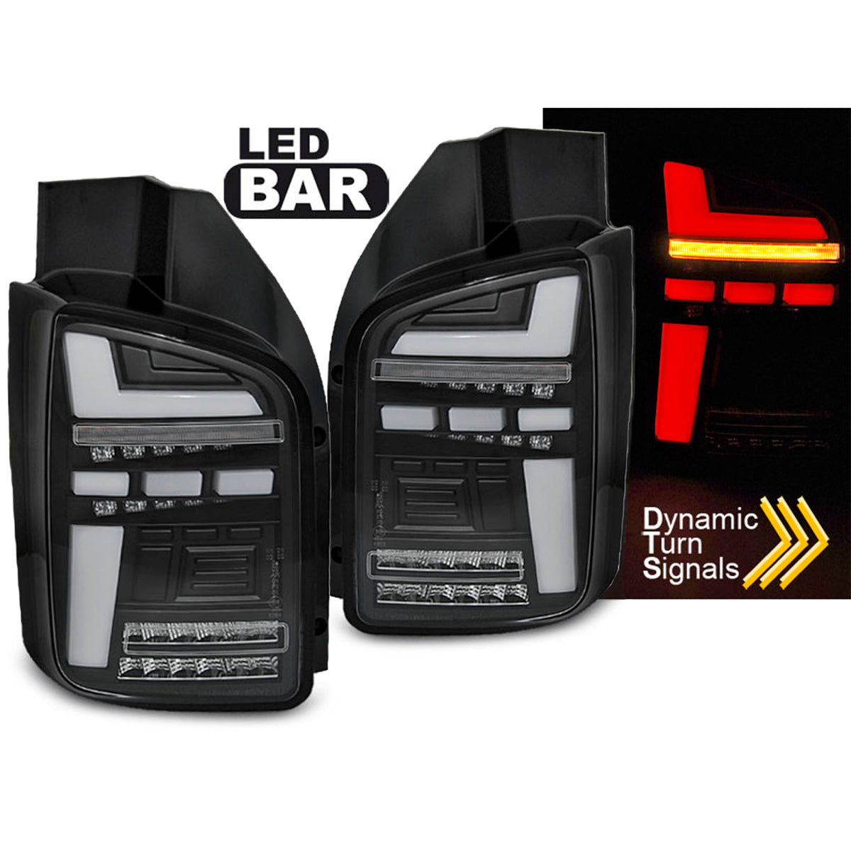 LED BAR Rücklichter Schwarz SEQ passend für VW T5 10-15