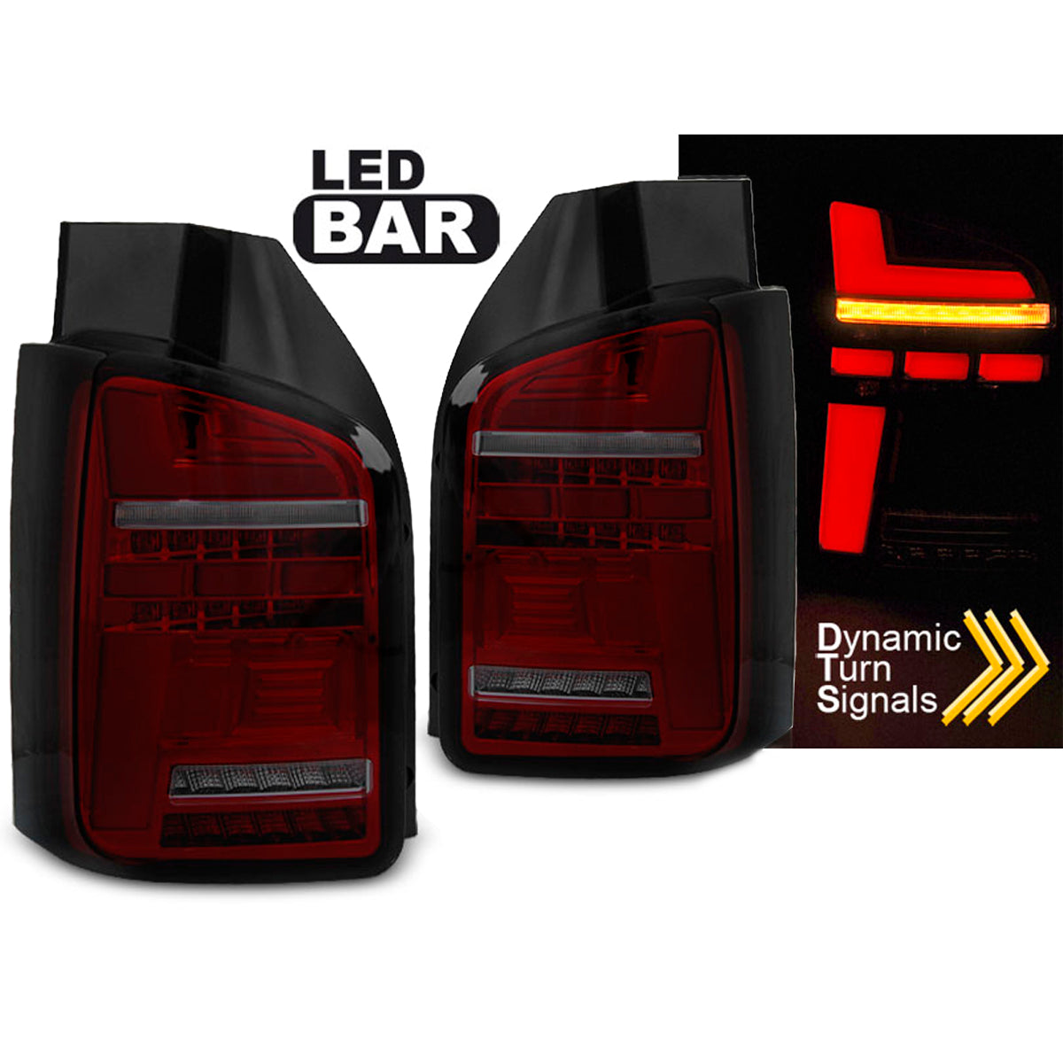 LED BAR Rücklichter Rot Rauch SEQ passend für VW T5 10-15