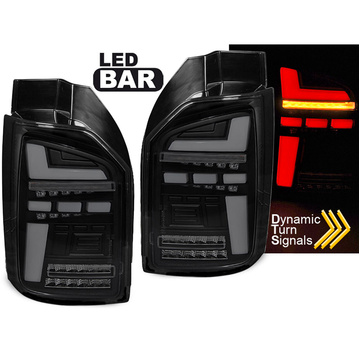 LED BAR Rücklichter Schwarz Rauch SEQ passend für VW T6.1 20- OEM-Birne