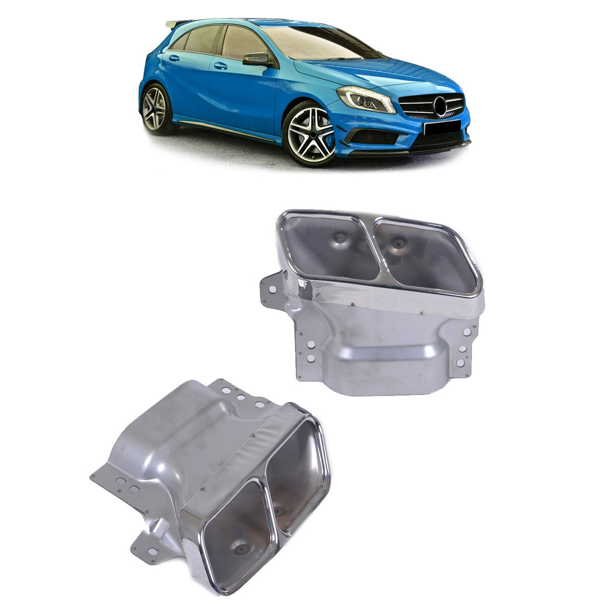 Auspuffendrohre Chrom passend für Mercedes A-Klasse/CLA/GLA 2012-2020