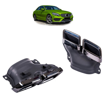 Schwarze Auspuffblenden passend für Mercedes C E S GLC GLE Klasse 2015-2020