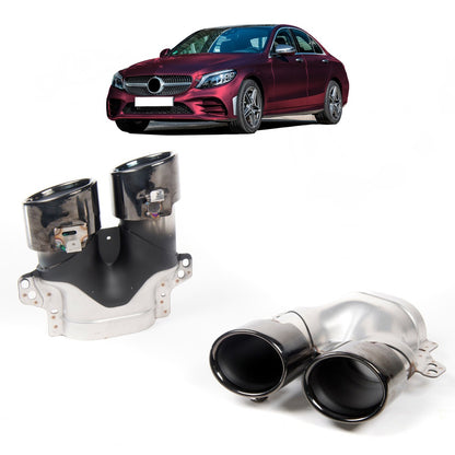Auspuffendrohre Schwarz passend für Mercedes C-Klasse W205 GLC X253 2019-2021