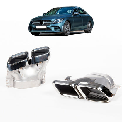 Chrom Auspuffendrohre passend für Mercedes C-Klasse W205 GLC X253 2019-2021