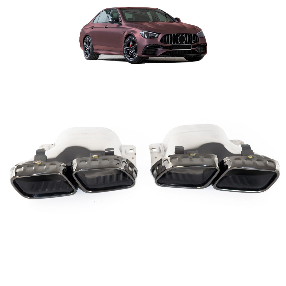 Schwarze Auspuffendrohre passend für Mercedes E-Klasse W213 2021-2023