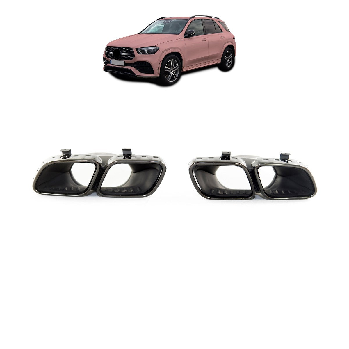 Schwarze Auspuffendrohre passend für Mercedes GLE W167/C167 2018-