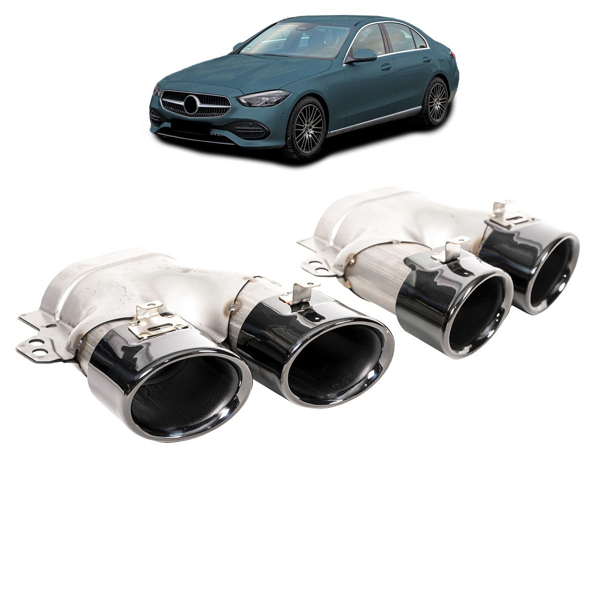 Auspuffendrohre Schwarz passend für Mercedes C-Klasse W206 2021->>
