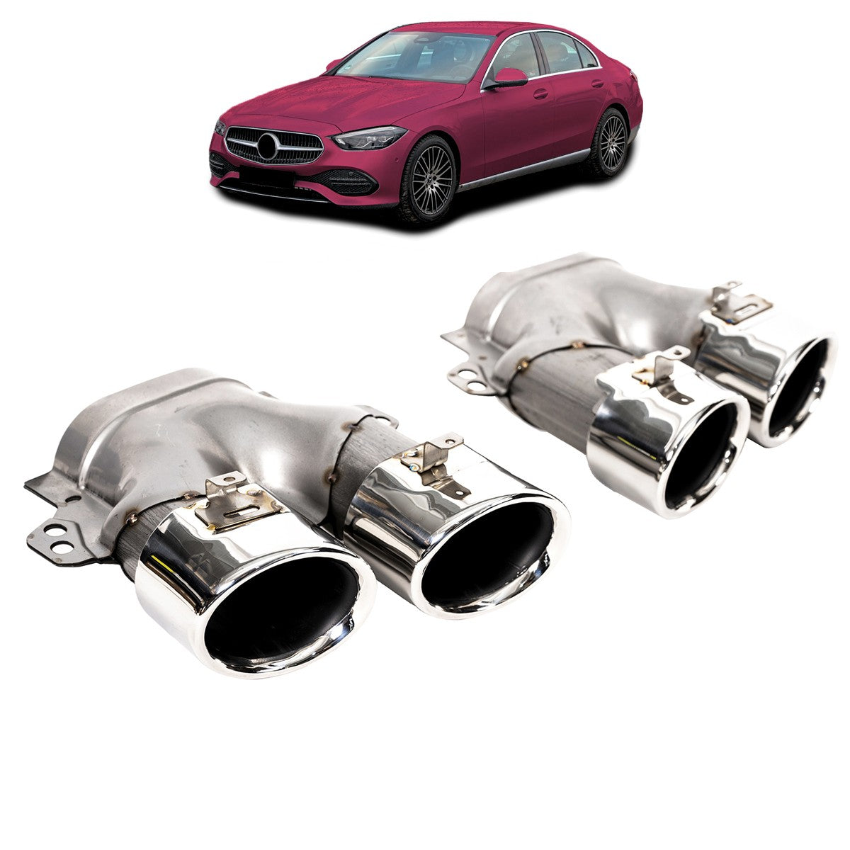 Auspuffendrohre Chrom passend für Mercedes C-Klasse W206 S206 2021-heute
