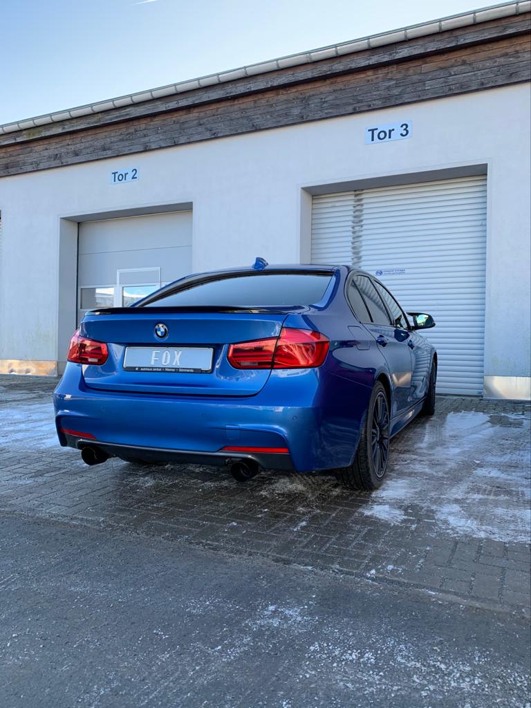 BMW F30/31 - 330i xDrive Endschalldämpfer quer Ausgang rechts/links - 1x100 Typ 25 rechts/links Schwarz emalliert - mit Ab...