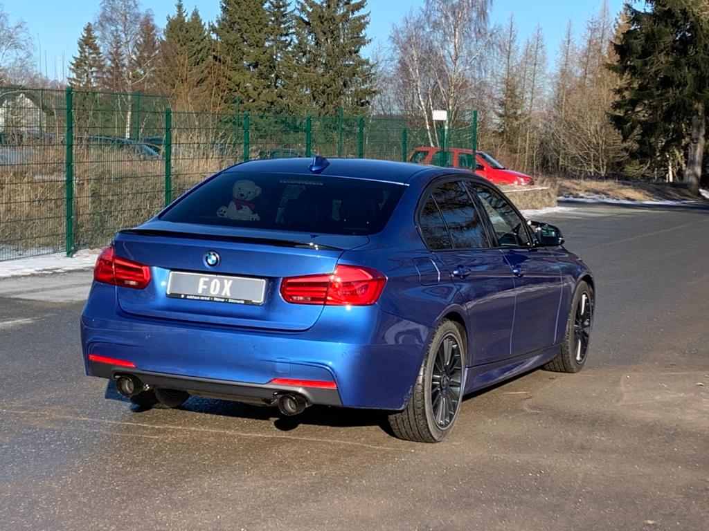 BMW F30/31 - 330i xDrive Endschalldämpfer quer Ausgang rechts/links - 1x100 Typ 25 rechts/links Schwarz emalliert - mit Ab...