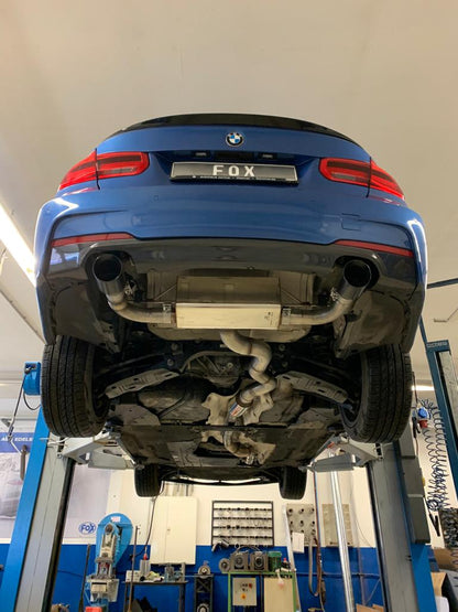 BMW F30/31 - 330i xDrive Endschalldämpfer quer Ausgang rechts/links - 1x100 Typ 25 rechts/links Schwarz emalliert - mit Ab...