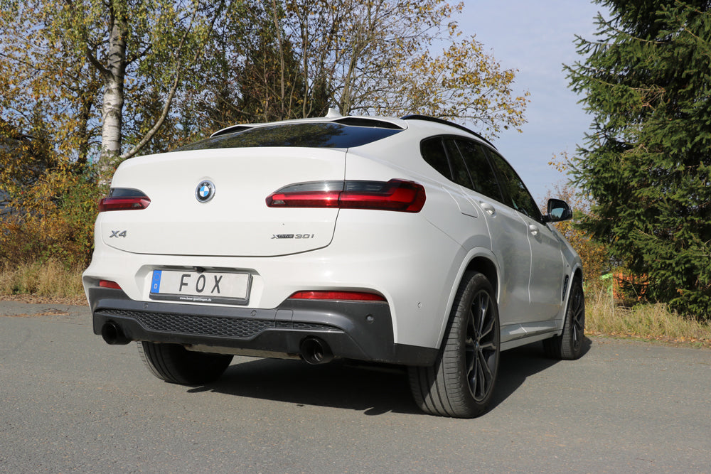 BMW X4 G02 - 30i Endschalldämpfer quer Ausgang rechts/links - 1x100 Typ 25 rechts/links SCHWARZ emalliert mit Abgasklappe ...