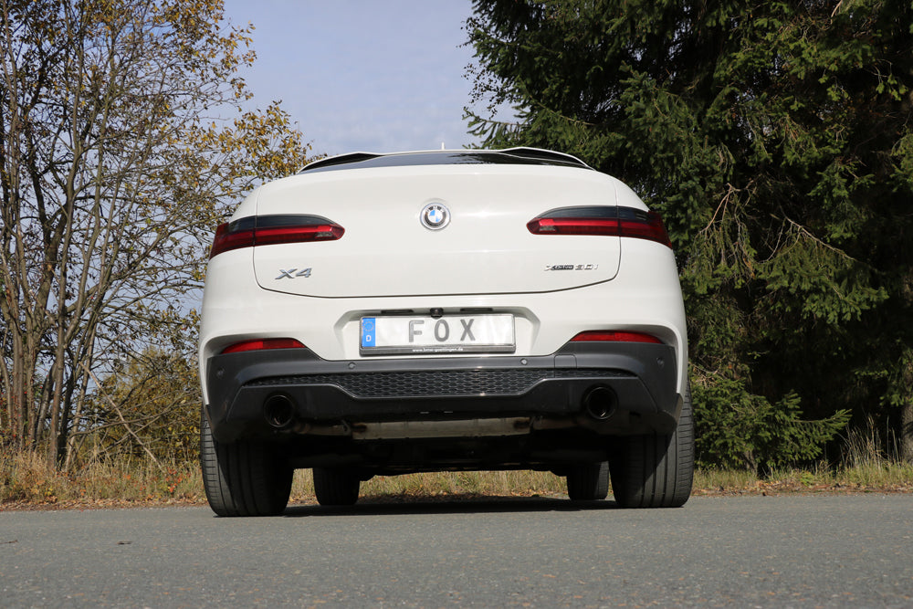 BMW X4 G02 - 30i Endschalldämpfer quer Ausgang rechts/links - 1x100 Typ 25 rechts/links SCHWARZ emalliert mit Abgasklappe ...