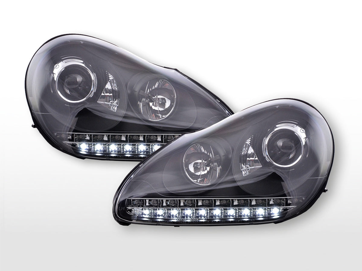 Scheinwerfer Set Daylight LED TFL-Optik Porsche Cayenne  03-07 schwarz