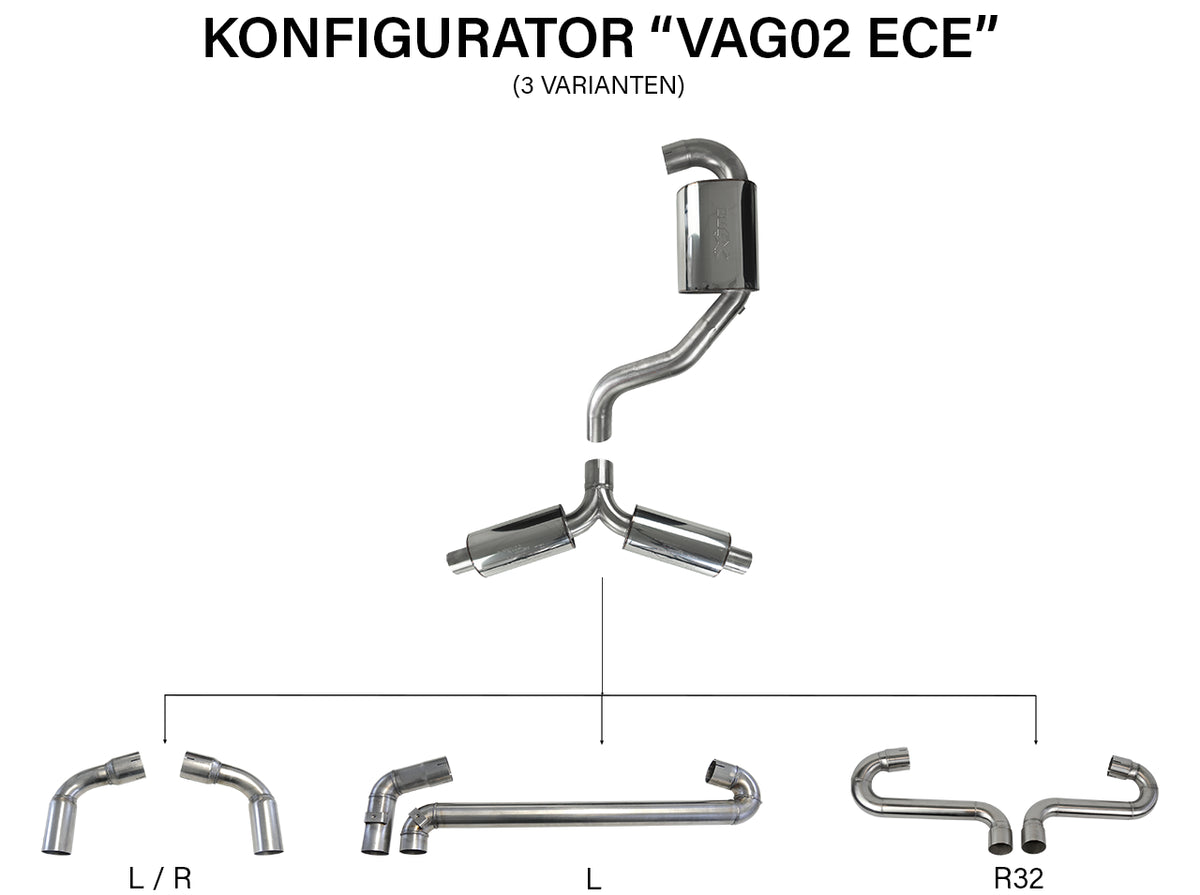 Bull-X ECE Abgasanlage 3" Y-Style "VAG02" 1K Plattform 1.4/1.8-2.0 T(F)SI FWD (z.B. Golf 6, A3 8P)