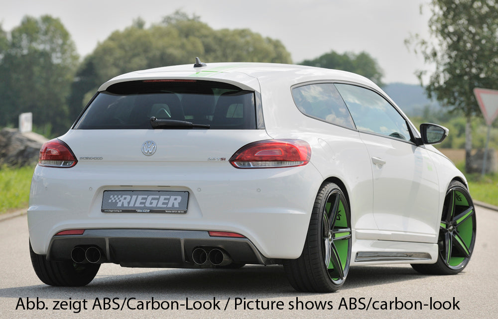 VW Scirocco 3 (13) Rieger Heckeinsatz für R-Line Heckschürze  für Doppelendrohr li. u. re., (4x90mm ø), ABS, für Fzg. mit R-Line Exterieur, 
inkl. Montagezubehör, Gutachten