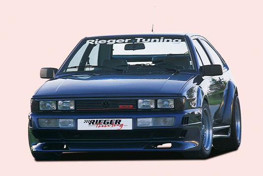 VW Scirocco 2 Rieger Spoilerstoßstange Breitbau I (muss ohne Verbreiterung ausgeschnitten werden) mit Aussparung für NSW, GFK, 
Montagezubehör