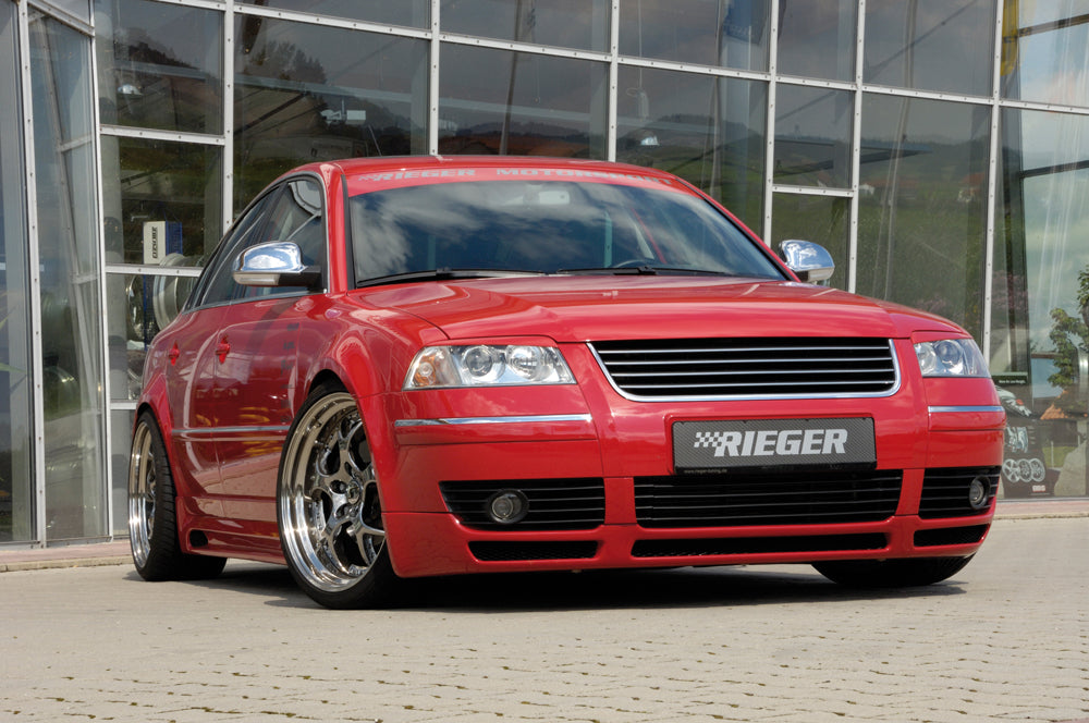 VW Passat (3BG) Rieger Spoilerlippe   mit 2 Turboschächten für V6 Diesel ABS, 
inkl. Alugitter, Montagezubehör, ABE