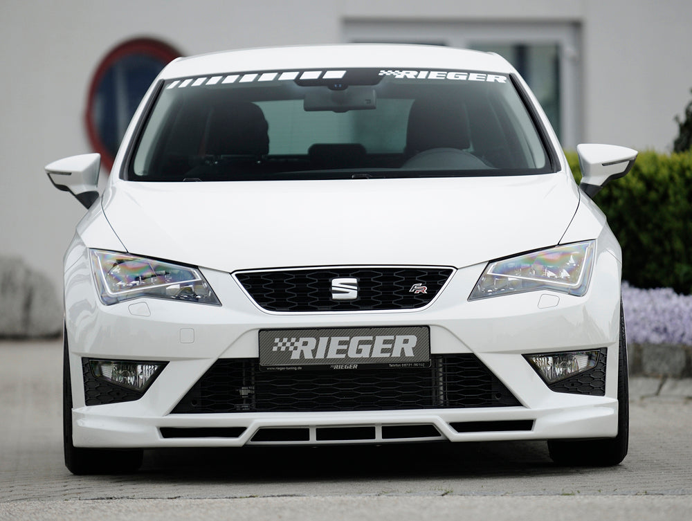 Seat Leon Cupra (5F) Rieger Spoilerlippe  mit zusätzlichen Lüftungsschlitzen, ABS, 
inkl. Montagezubehör, Alugitter, ABE