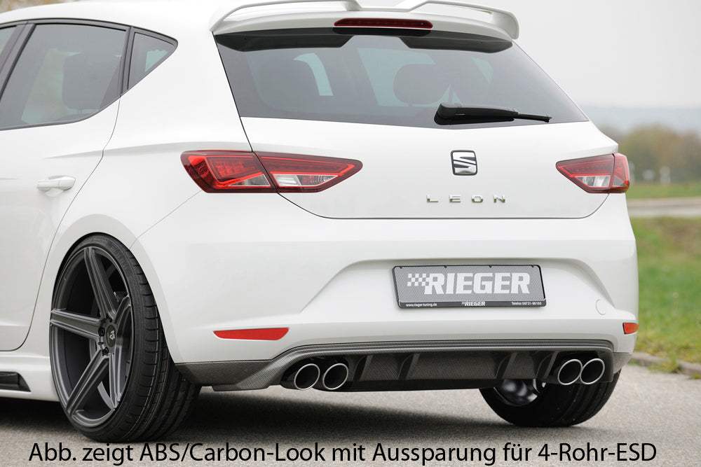 Seat Leon (5F) Rieger Heckschürzenansatz  für Doppelendrohr li., ABS, 
inkl. Montagezubehör, Gutachten