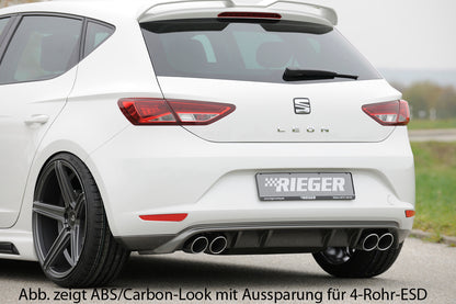 Seat Leon (5F) Rieger Heckschürzenansatz  für Doppelendrohr li., ABS, 
inkl. Montagezubehör, Gutachten