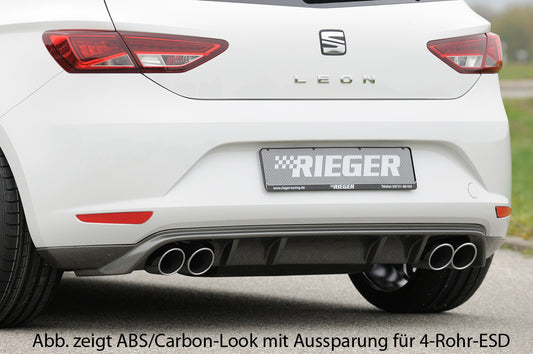 Seat Leon (5F) Rieger Heckschürzenansatz  für Doppelendrohr li., ABS, 
inkl. Montagezubehör, Gutachten