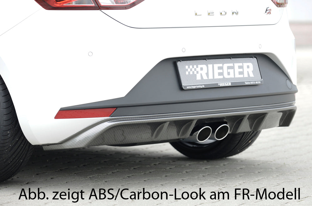 Seat Leon (5F) Rieger Heckschürzenansatz  für Doppelendrohr mittig, ABS, 
inkl. Montagezubehör, Gutachten