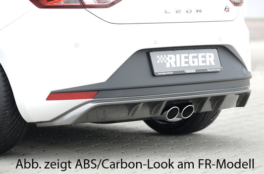 Seat Leon (5F) Rieger Heckschürzenansatz  für Doppelendrohr mittig, ABS, 
inkl. Montagezubehör, Gutachten