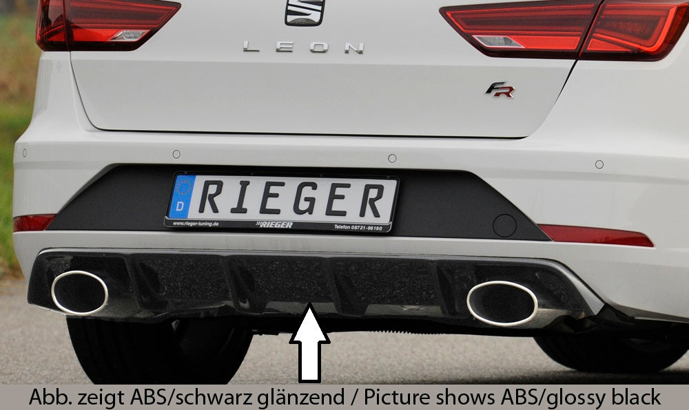 Seat Leon FR (5F) Rieger Heckeinsatz für Fzg. ohne Anhängekupplung für Sportendrohr li. u. re., (152x95mm oval), ABS, 
inkl. Montagezubehör, Gutachten