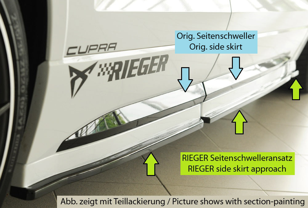 Seat Ateca Cupra (5FP) Rieger Seitenschwelleransatz (3-tlg.) links, 3-tlg., ABS, 
inkl. Montagezubehör, Gutachten