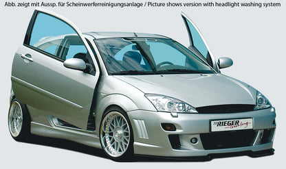 Ford Focus 1 Rieger Spoilerstoßstange -> bis Modell 10/2001 mit Aussparung für Blinkleuchten, mit seitlichen Rippen, ABS, 
inkl. Alugitter, Montagezubehör, ABE