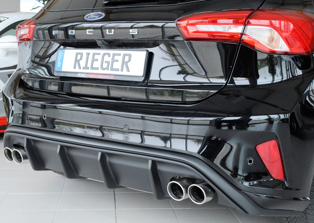Ford Focus 4 (DEH) Rieger Heckeinsatz  für Doppelendrohr li. u. re., (4x80mm ø), ABS, für Fzg. mit ST-Line, 
inkl. Montagezubehör, Gutachten