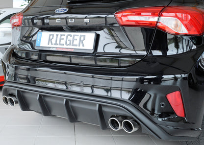 Ford Focus 4 (DEH) Rieger Heckeinsatz  für Doppelendrohr li. u. re., (4x80mm ø), ABS, für Fzg. mit ST-Line, 
inkl. Montagezubehör, Gutachten