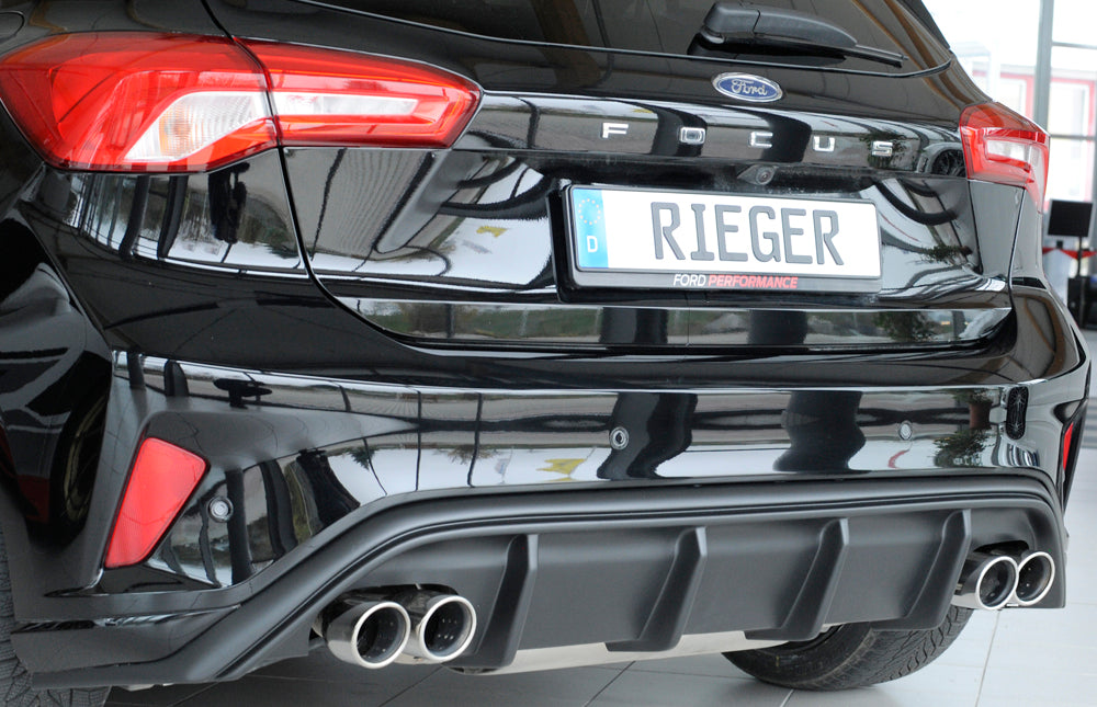 Ford Focus 4 (DEH) Rieger Heckeinsatz  für Doppelendrohr li. u. re., (4x80mm ø), ABS, für Fzg. mit ST-Line, 
inkl. Montagezubehör, Gutachten
