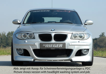 BMW 1er E87  (187 / 1K2/1K4) Rieger Spoilerstoßstange    ABS, für Fzg. mit Einparkhilfe (PDC), 
inkl. Alugitter, Montagezubehör, ABE