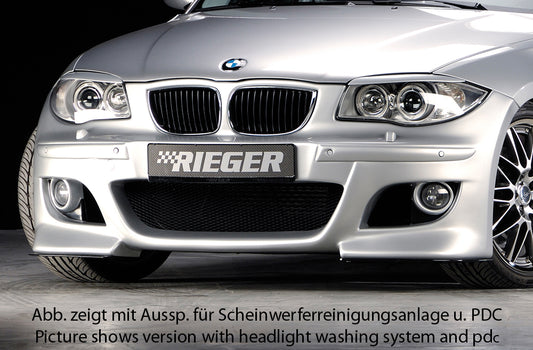 BMW 1er E87  (187 / 1K2/1K4) Rieger Spoilerstoßstange    ABS, für Fzg. mit Einparkhilfe (PDC), 
inkl. Alugitter, Montagezubehör, ABE