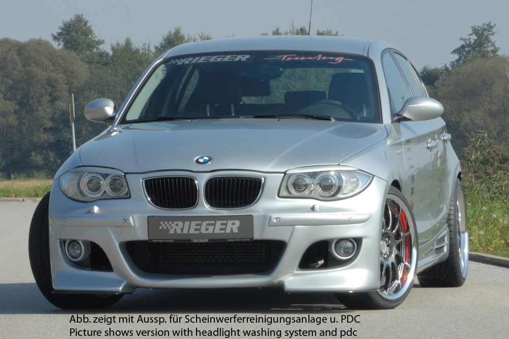 BMW 1er E87  (187 / 1K2/1K4) Rieger Spoilerstoßstange    ABS, für Fzg. mit Scheinwerferreinigungsanlage, 
inkl. Montagezubehör, ABE