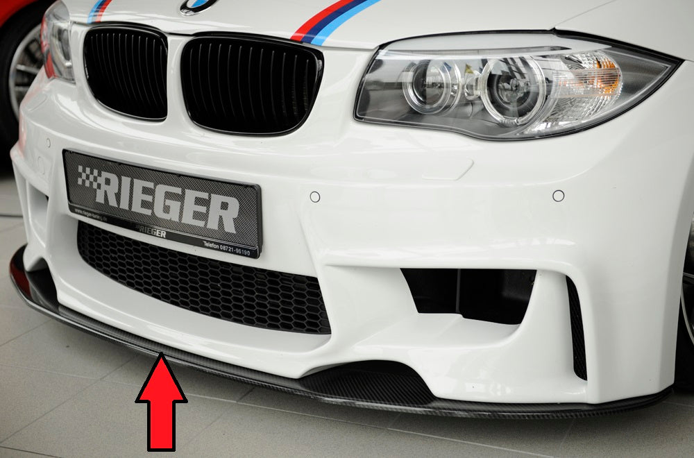 BMW 1er E81  (187/1K2/1K4) Carbon Spoilerschwert (20643PE) BMW 1er, E81-E88 für RIEGER Spoilerstoßstange 35030/31/32/33/41/42 gerade Version, für Spoilerstoßstange, Carbon, 
inkl. Montagezubehör, ABE