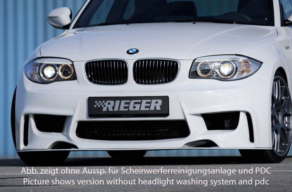 BMW 1er E81  (187/1K2/1K4) Rieger Spoilerstoßstange für hohe Version der SWRA ABS, für Fzg. mit Scheinwerferreinigungsanlage, Einparkhilfe (PDC), 
inkl. Montagezubehör, Alugitter, ABE