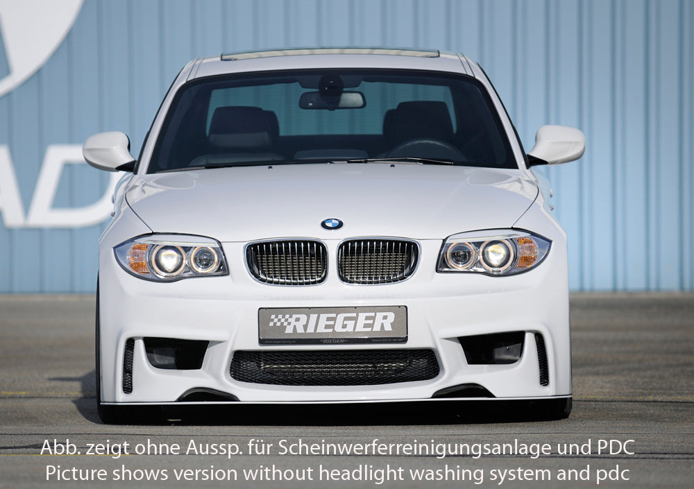 BMW 1er E81  (187/1K2/1K4) Rieger Spoilerstoßstange für hohe Version der SWRA ABS, für Fzg. mit Scheinwerferreinigungsanlage, Einparkhilfe (PDC), 
inkl. Montagezubehör, Alugitter, ABE