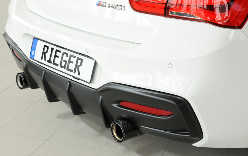 BMW 1er F20  (1K4) Rieger Heckeinsatz nur für M-Paket-Heckschürze, nur M135i / M140i für orig. Endrohr li. u. re. (M135i-/M140i-Look), ABS, für Fzg. mit M-Technik, 
inkl. Montagezubehör, Gutachten