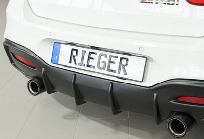 BMW 1er F20  (1K4) Rieger Heckeinsatz nur für M-Paket-Heckschürze, nur M135i / M140i für orig. Endrohr li. u. re. (M135i-/M140i-Look), ABS, für Fzg. mit M-Technik, 
inkl. Montagezubehör, Gutachten