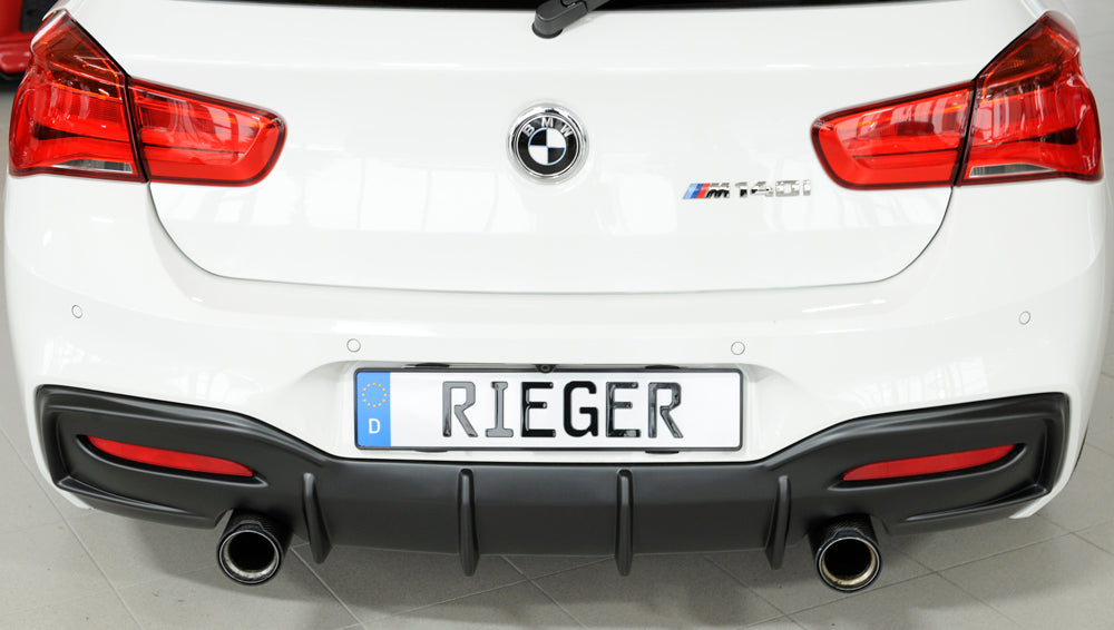 BMW 1er F20  (1K4) Rieger Heckeinsatz nur für M-Paket-Heckschürze, nur M135i / M140i für orig. Endrohr li. u. re. (M135i-/M140i-Look), ABS, für Fzg. mit M-Technik, 
inkl. Montagezubehör, Gutachten