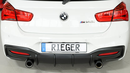 BMW 1er F20  (1K4) Rieger Heckeinsatz nur für M-Paket-Heckschürze, nur M135i / M140i für orig. Endrohr li. u. re. (M135i-/M140i-Look), ABS, für Fzg. mit M-Technik, 
inkl. Montagezubehör, Gutachten